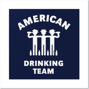 American Drinking Team (Booze / Beer / Alcohol / White) Posters and Art